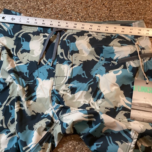 Linksoul Hybrid Short Mens 35 Blue Gray GOAT Camo Outdoor Quick Dry Boardshorts - Picture 6 of 8